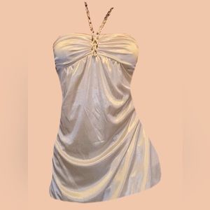 Pearl Satin halter sequins dress